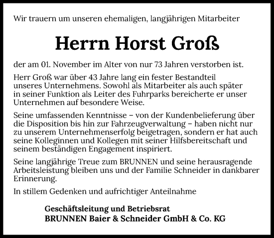 Traueranzeige von Horst Groß von GESAMT