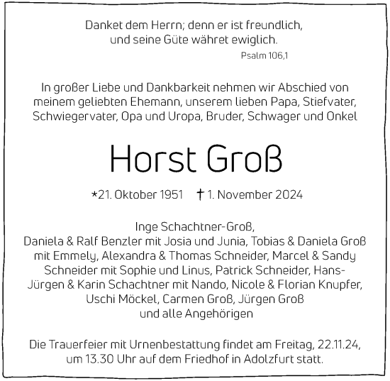 Traueranzeige von Horst Groß von GESAMT