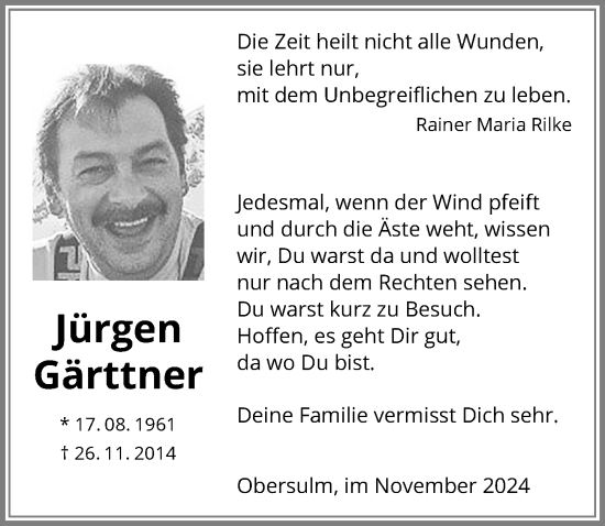 Traueranzeige von Jürgen Gärttner von GESAMT