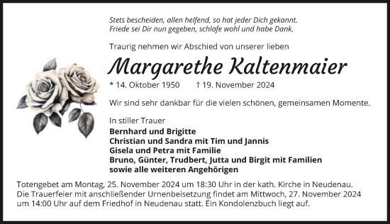 Traueranzeige von Margarethe Kaltenmaier von GESAMT