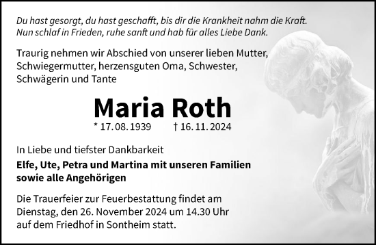 Traueranzeige von Maria Roth von GESAMT