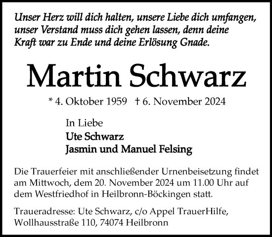 Traueranzeige von Martin Schwarz von GESAMT