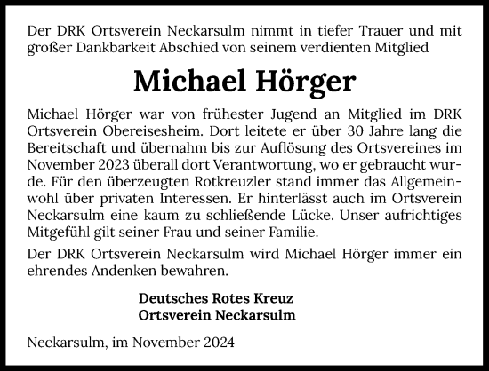 Traueranzeige von Michael Hörger von GESAMT