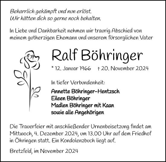 Traueranzeige von Ralf Böhringer von GESAMT