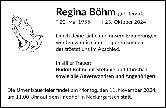 Traueranzeige von Regina Böhm von GESAMT