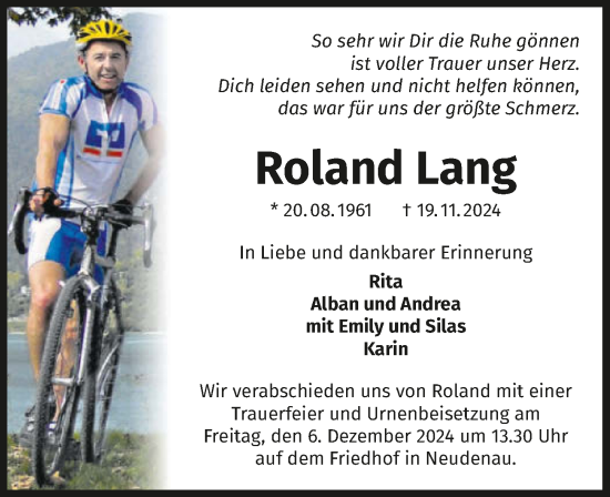 Traueranzeige von Roland Lang von GESAMT