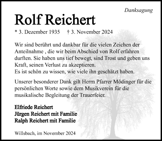 Traueranzeige von Rolf Reichert von GESAMT