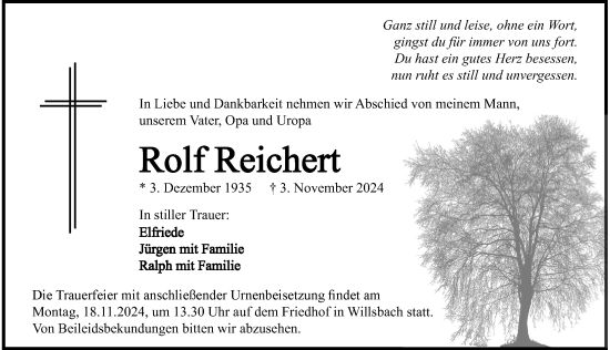 Traueranzeige von Rolf Reichert von GESAMT