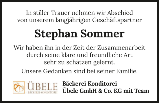 Traueranzeige von Stephan Sommer