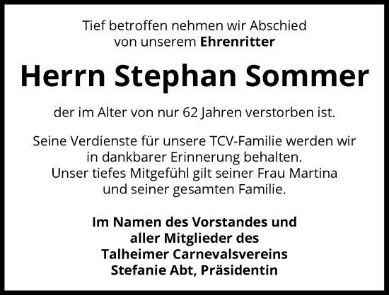 Traueranzeige von Stephan Sommer von GESAMT