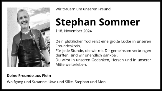 Traueranzeige von Stephan Sommer