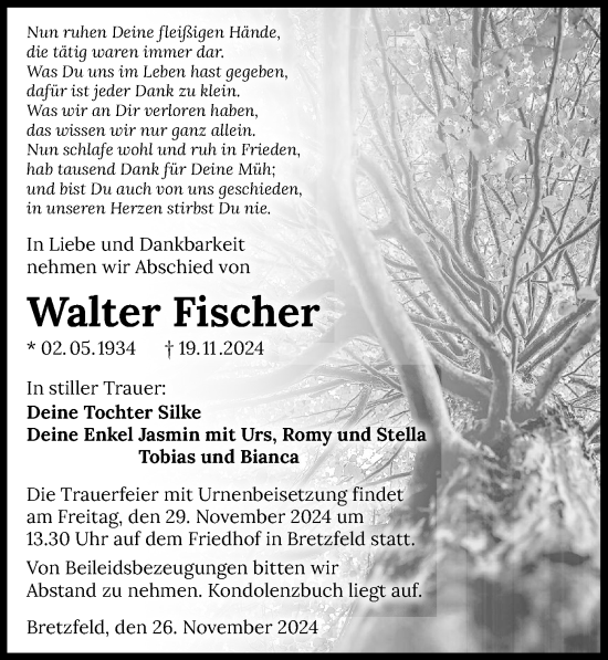 Traueranzeige von Walter Fischer von GESAMT