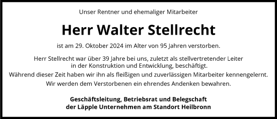 Traueranzeige von Walter Stellrecht von GESAMT