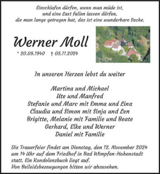 Traueranzeige von Werner Moll von GESAMT