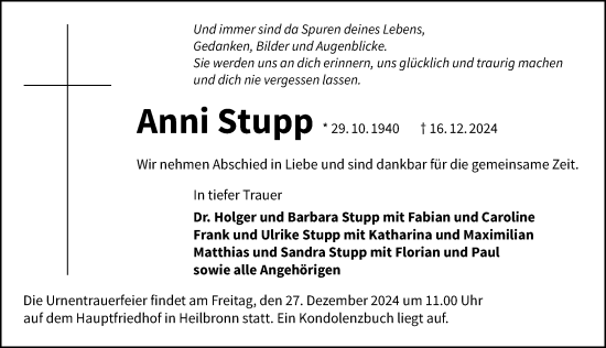 Traueranzeige von Anni Stupp von GESAMT