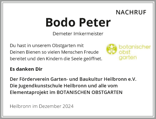 Traueranzeige von Bodo Peter von GESAMT