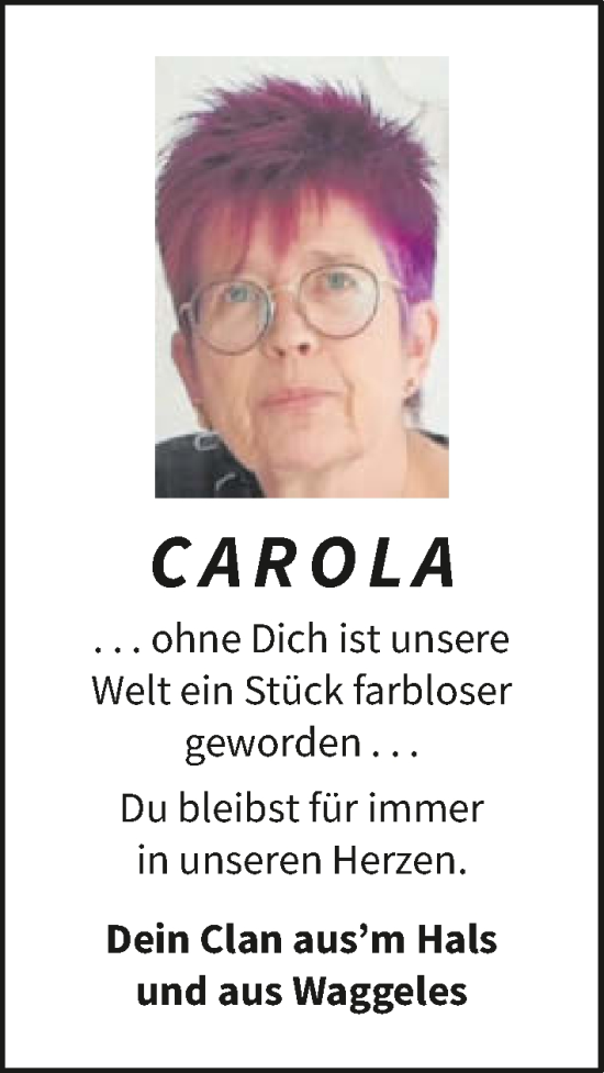 Traueranzeige von Carola Peters von GESAMT