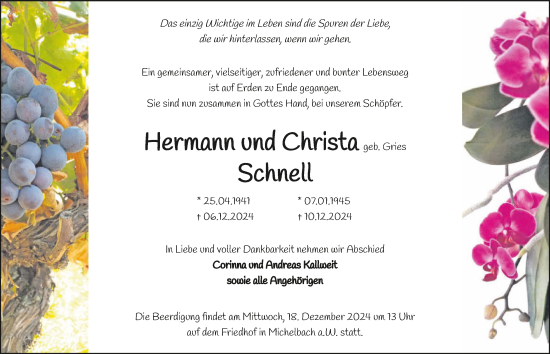 Traueranzeige von Christa Schnell von GESAMT