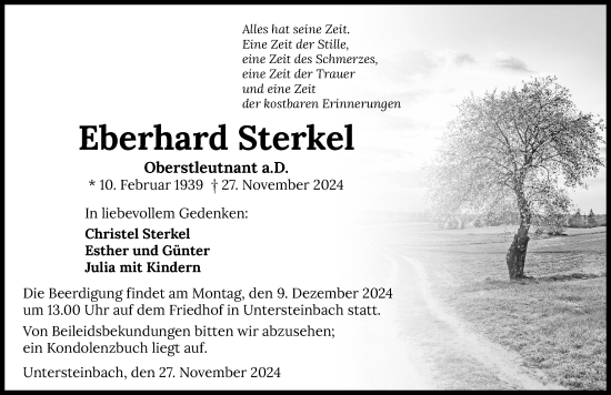 Traueranzeige von Eberhard Sterkel von GESAMT