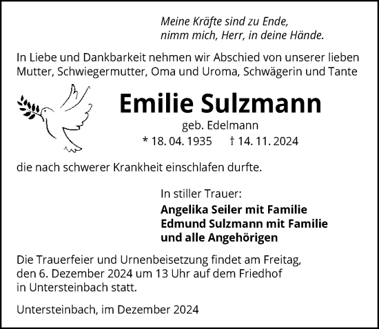 Traueranzeige von Emilie Sulzmann von GESAMT