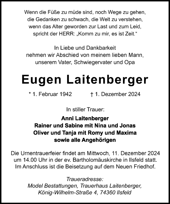 Traueranzeige von Eugen Laitenberger von GESAMT