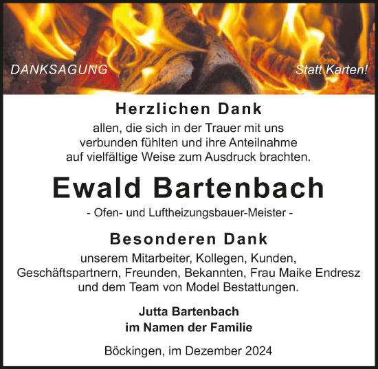 Traueranzeige von Ewald Bartenbach von GESAMT