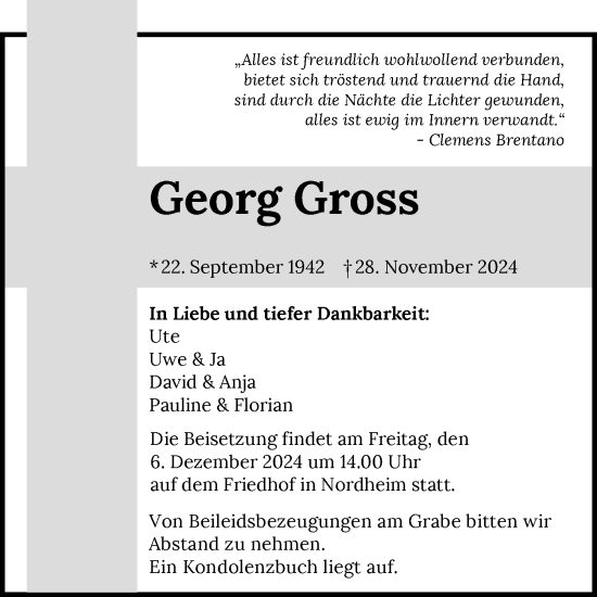 Traueranzeige von Georg Gross von GESAMT