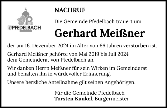 Traueranzeige von Gerhard Meißner von GESAMT