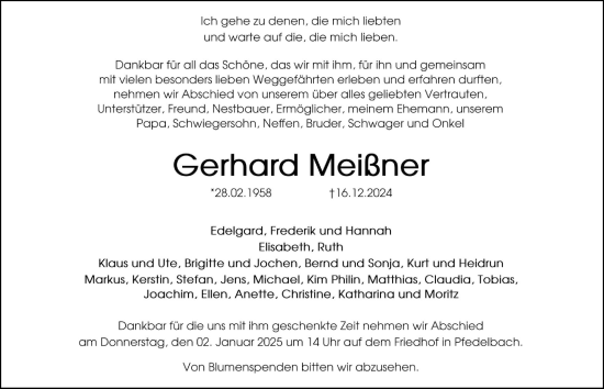 Traueranzeige von Gerhard Meißner von GESAMT