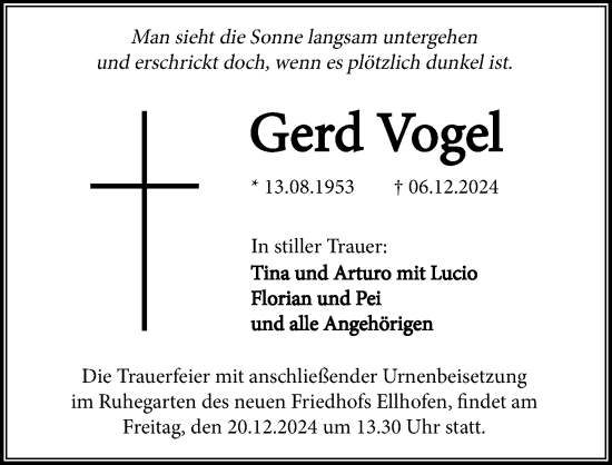 Traueranzeige von Gerhard Vogel von GESAMT