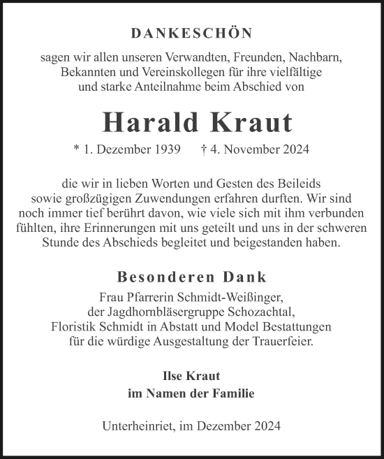 Traueranzeige von Harald Kraut von GESAMT