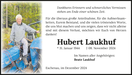 Traueranzeige von Hubert Laukhuf von GESAMT