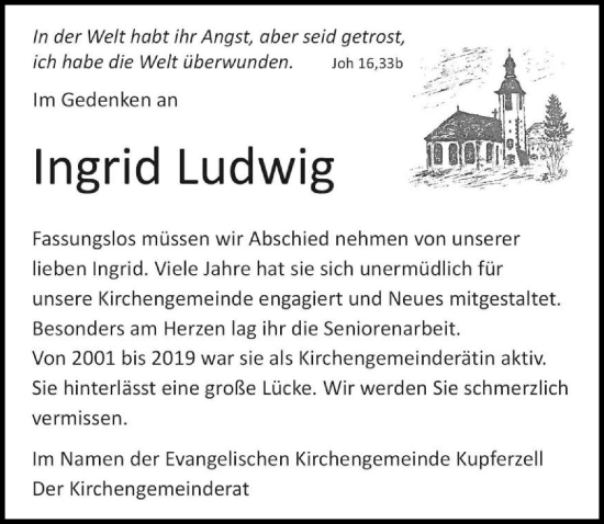 Traueranzeige von Ingrid Ludwig von GESAMT