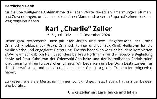 Traueranzeige von Karl Zeller von GESAMT