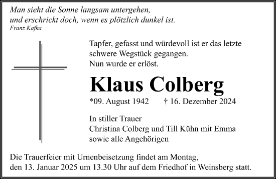 Traueranzeige von Klaus Colberg von GESAMT