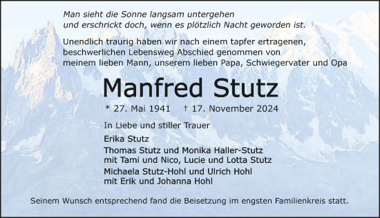 Traueranzeige von Manfred Stutz von GESAMT