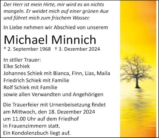 Traueranzeige von Michael Minnich von GESAMT