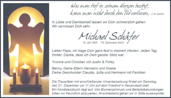 Traueranzeige von Michael Schäfer von GESAMT