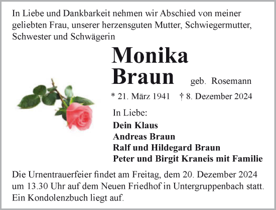 Traueranzeige von Monika Braun von GESAMT