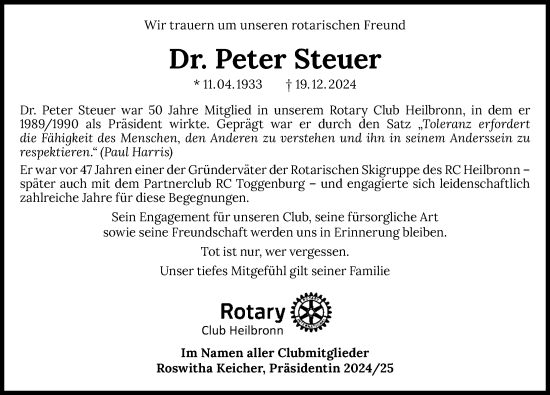 Traueranzeige von Peter Steuer von GESAMT