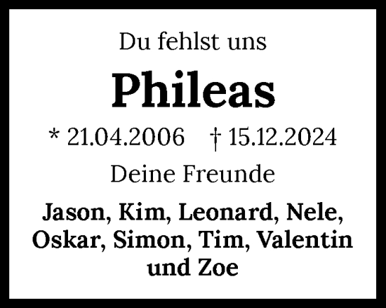 Traueranzeige von Phileas  von GESAMT