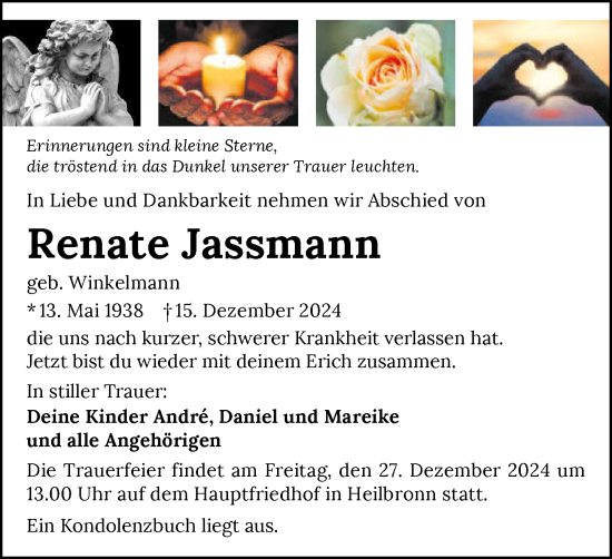 Traueranzeige von Renate Jassmann von GESAMT