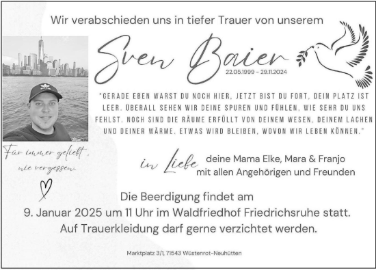 Traueranzeige von Sven Baier von GESAMT