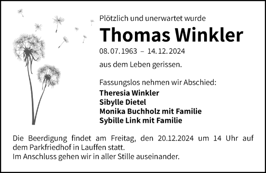 Traueranzeige von Thomas Winkler von GESAMT