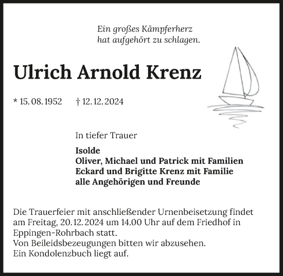 Traueranzeige von Ulrich Krenz von GESAMT