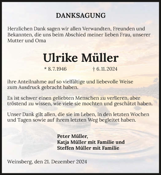 Traueranzeige von Ulrike Müller