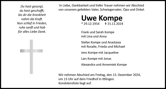 Traueranzeige von Uwe Kompe von GESAMT