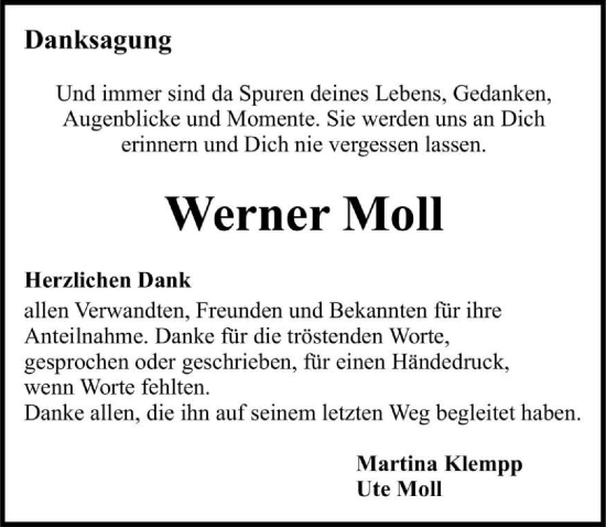 Traueranzeige von Werner Moll von GESAMT