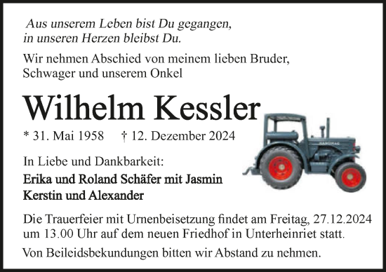 Traueranzeige von Wilhelm Kessler von GESAMT