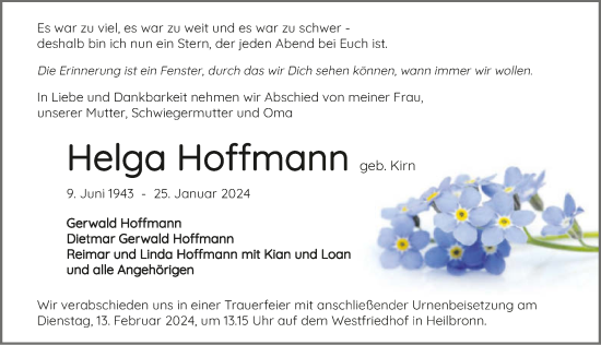 Traueranzeige von Helga Hoffmann von GESAMT